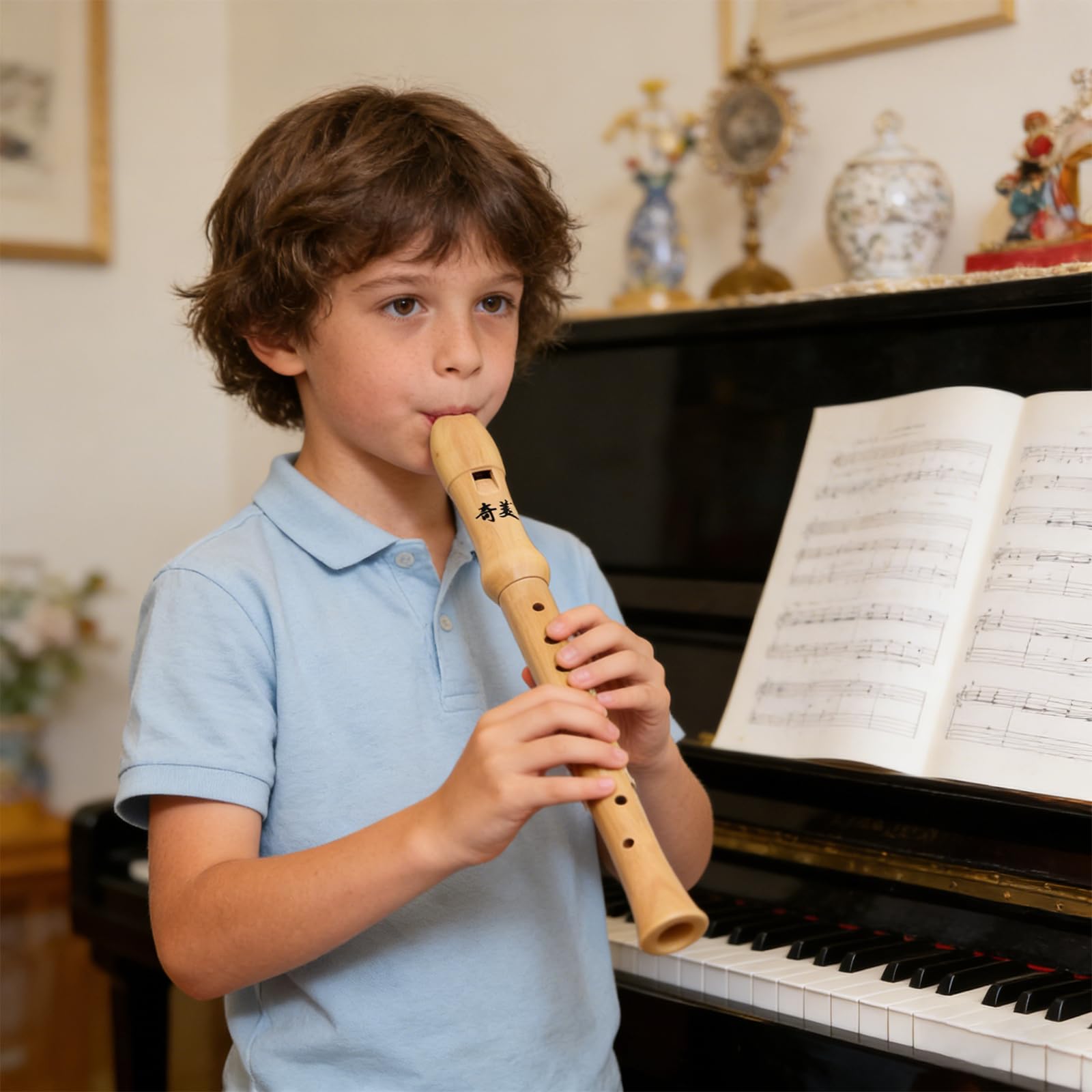 Flûte à bec en bois à 8 trous, flûte à bec soprano, flûte enfants flûte à bec doigté allem