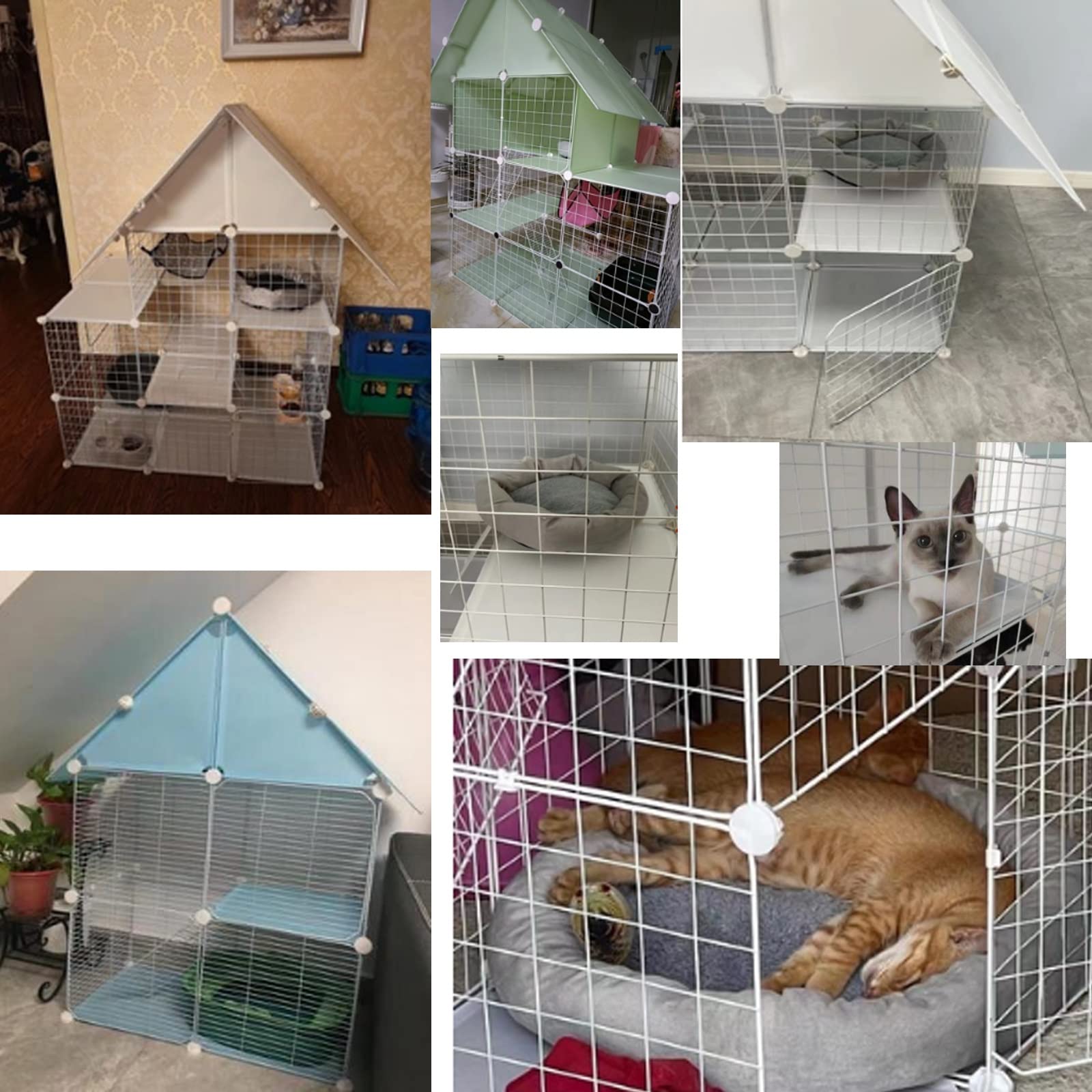 Jaulas Para Gatos De Interior Con Techo Y Puerta, Corral Para Gatos, Cerca De Ejercicio Para Patio, Caseta De Metal Desmontable Para Mascotas, Caseta De Lujo Para Gatos, Corral Fácil De Montar.