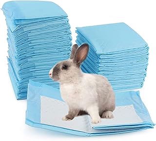 kathson 50 PCS Rabbits Disposable Diaper Cage Pad Super Absorbent Healthy Cleaning Underpads for Guinea Pigs,Hedgehogs, Ha...