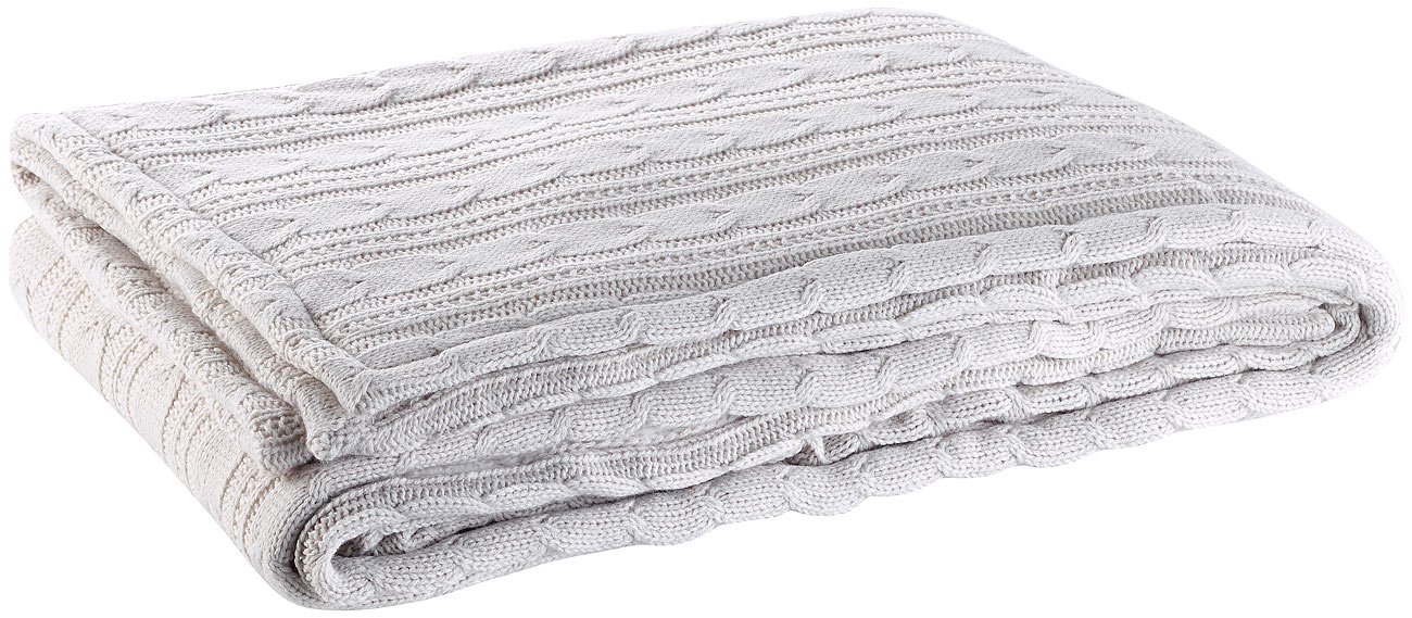 Coperta Copriletto Morbida Effetto Agnello con Motivo a Trecce 150 x 180 cm Beige