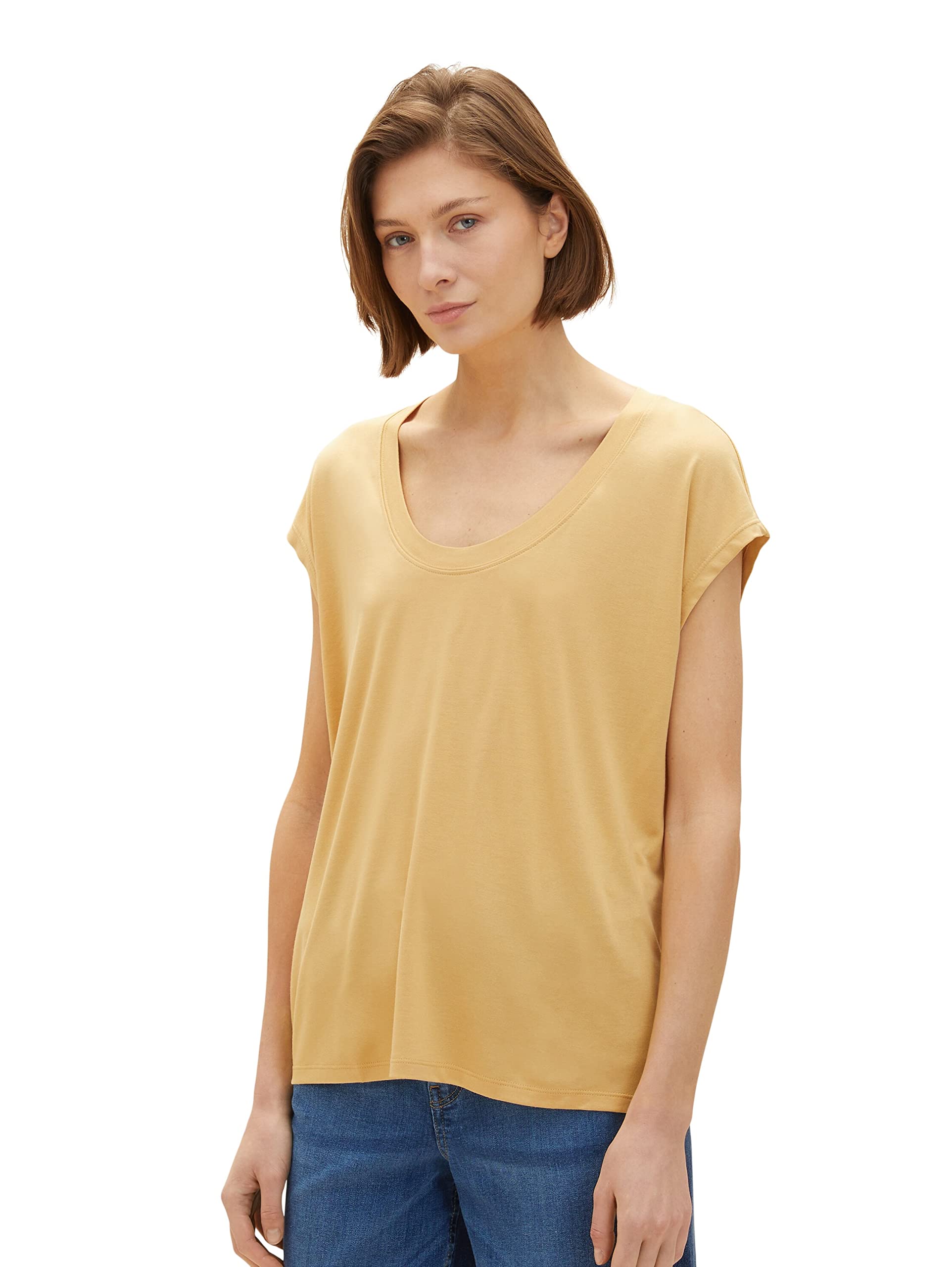 TOM TAILOR Women's Loose Fit Basic T-Shirt, 31648 - Fawn Beige, Large