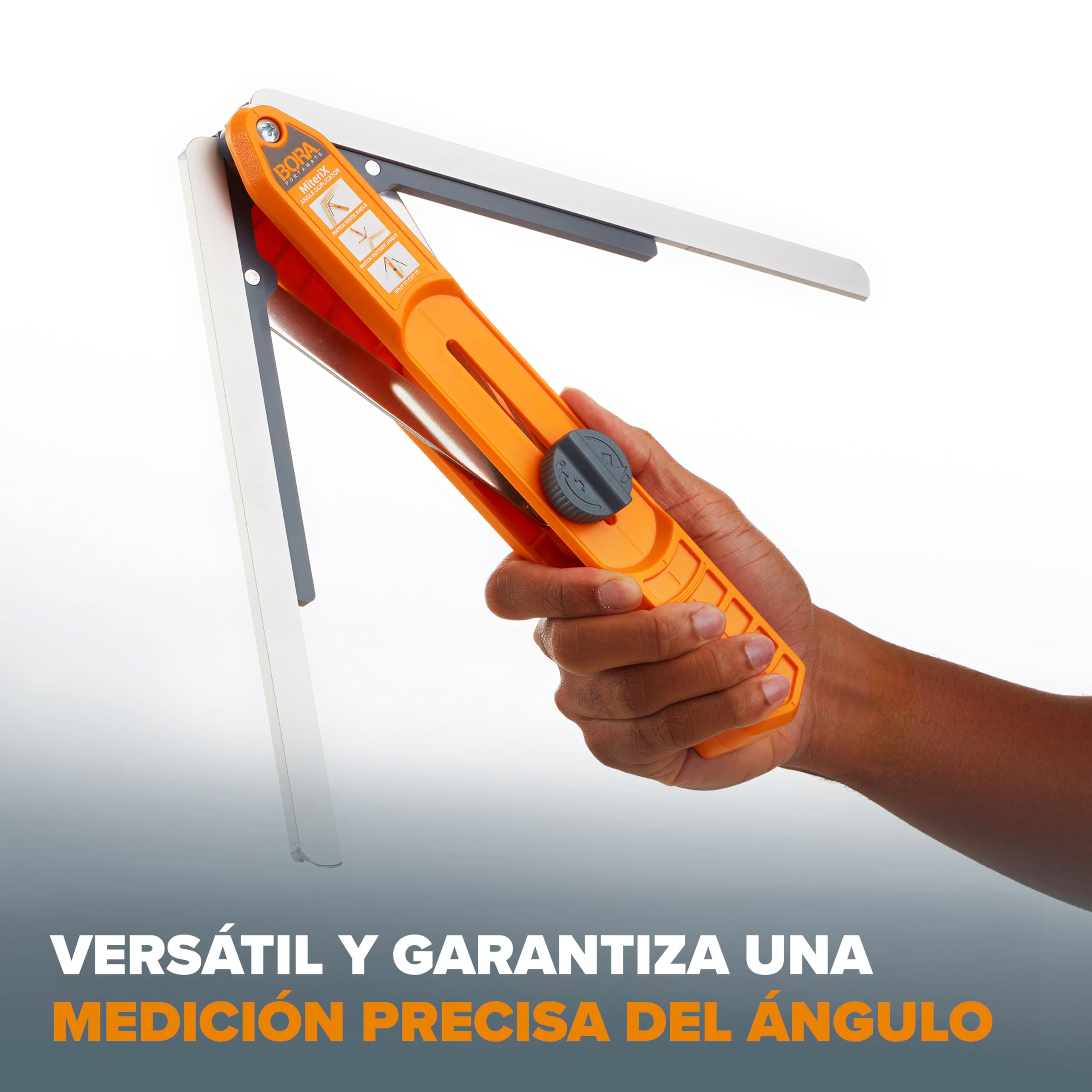BORA MiteriX – Medidor de Ángulos para Cortes de Inglete Precisos, Herramienta de Duplicación de Ángulos Interior y Exterior, Aluminio, para Carpintería y Bricolaje