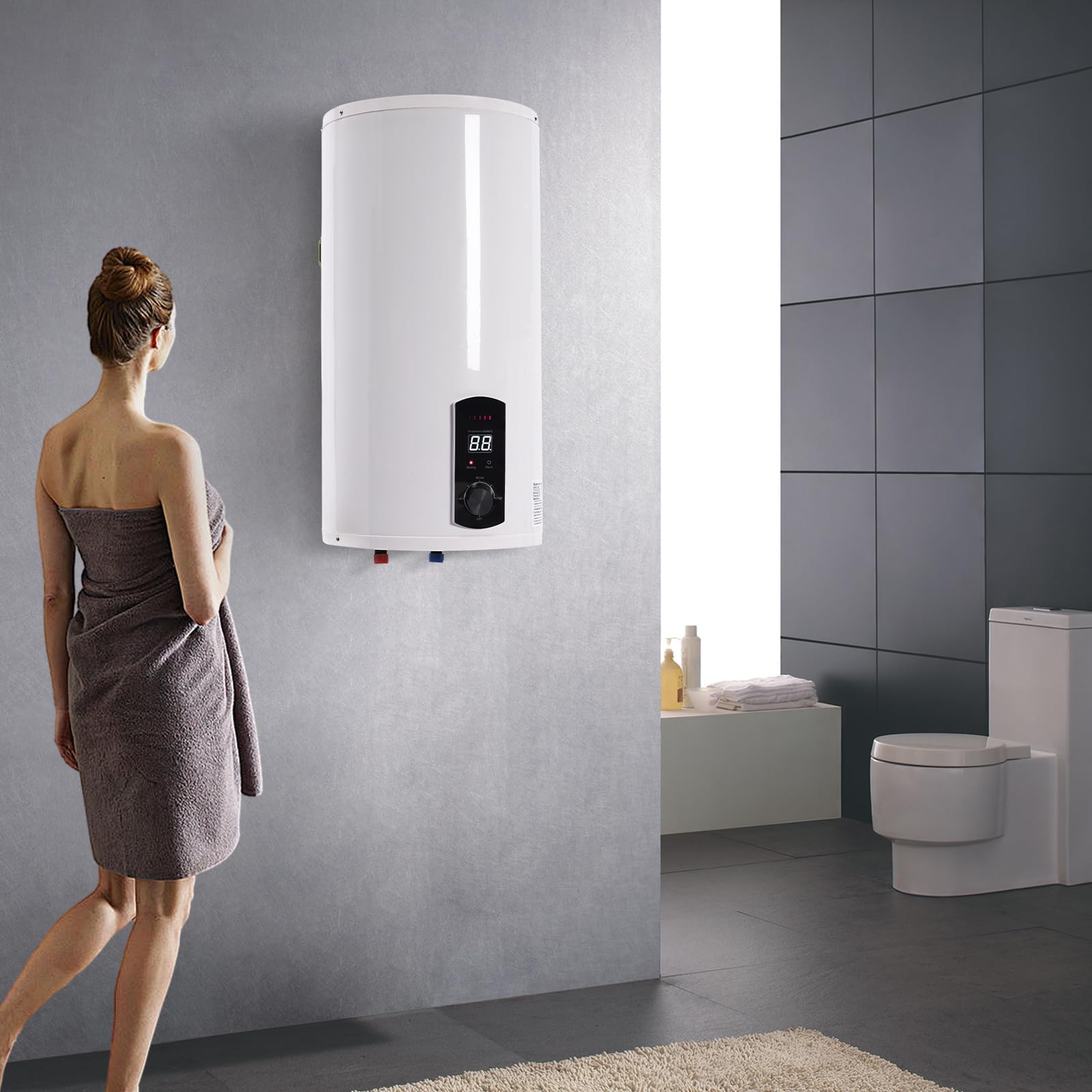 Scaldabagno Elettrico Da Parete 30L 2000W - Con Doccetta E Rubinetto, Schermo LED, 220V - Foto 9