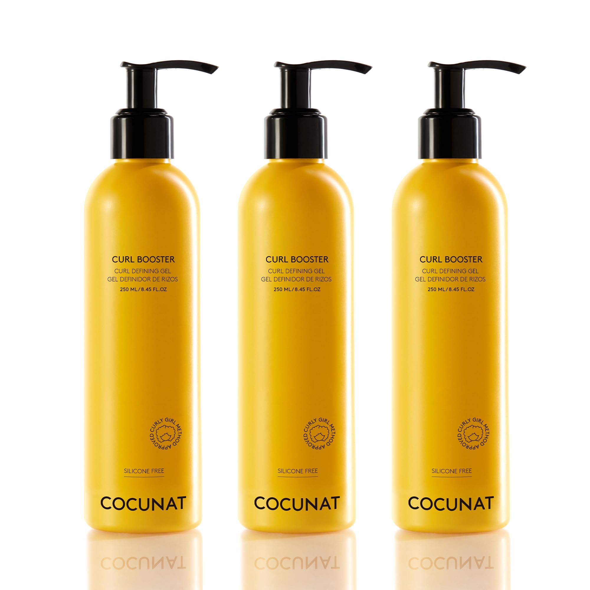 COCUNAT Pack 3 Curl Booster, Gel Definidor Rizos, Efecto Anti Frizz 250ml | Gel definidor de rizos con aceites vegetales para el método curly. Hidratación intensa sin siliconas ni sulfatos.