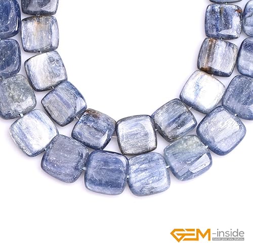 Miniatura 10 de GEM-insid - Cuentas sueltas de cianita azul de 0.551in, cuentas sueltas de energía natural para hacer joyas, 15 pulgadas