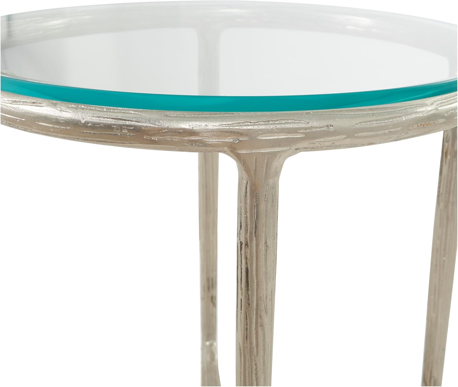 Deco 79 Aluminum Metal Side End Accent Table Textured End Table with Glass Tabletop, Side Table 18" x 18" x 23", Silver