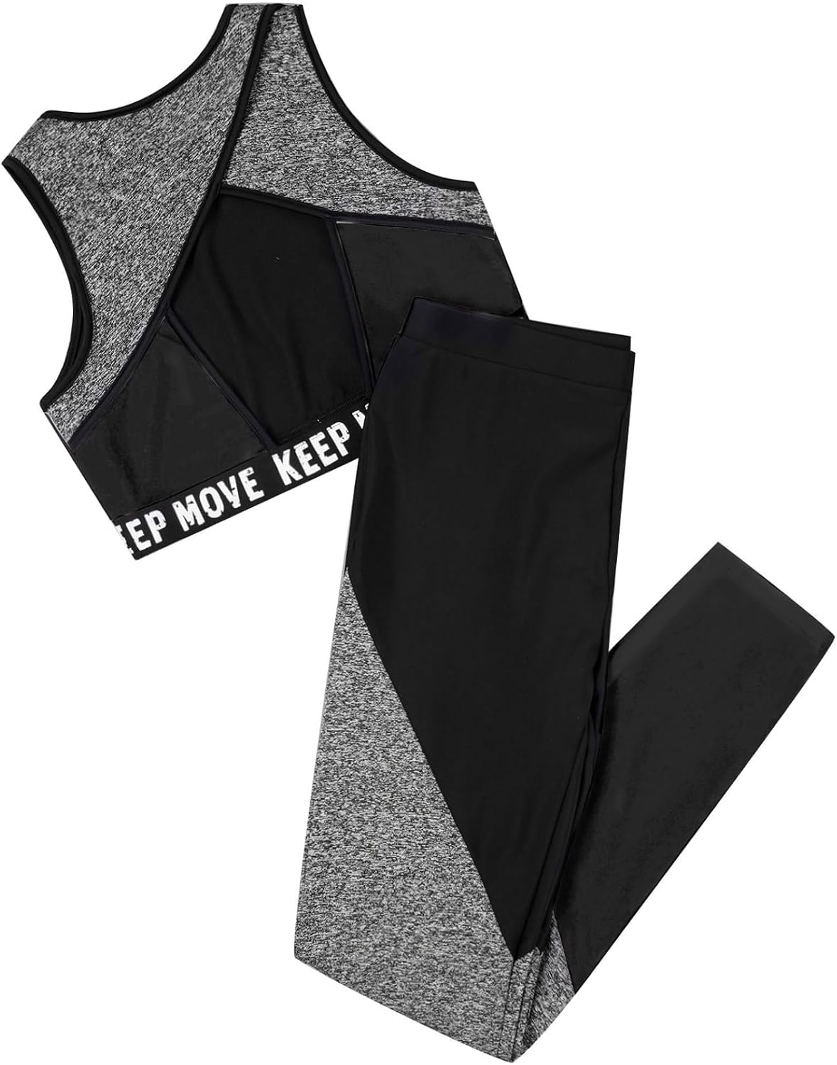 2 Piece Kids Girls Dance Sports Outfit Clothes Crop Top Yoga Bra with Leggings Sweatsuits