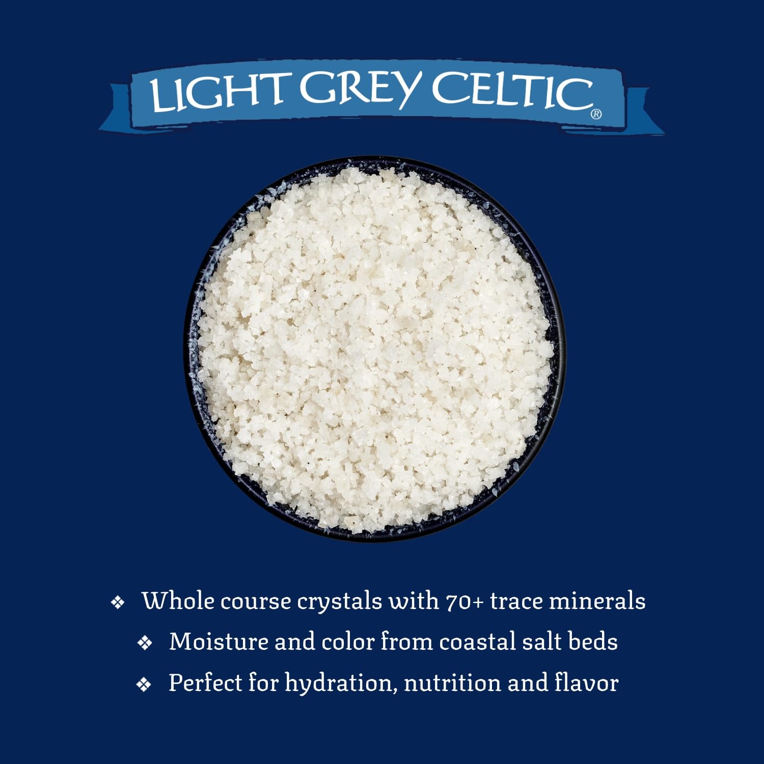 Light Grey Celtic coarse sea salt, 1 lb. bag