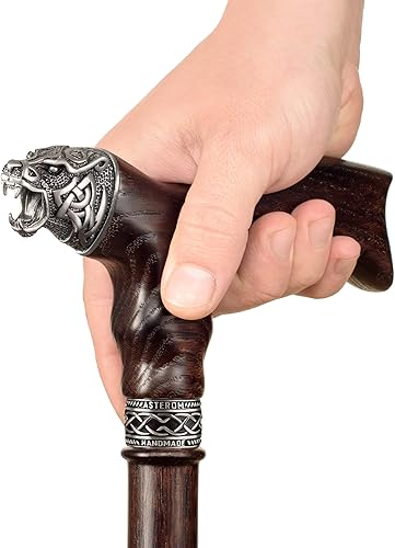 Miniatura 6 de Asterom Handmade Celtic Walking Cane for Men - Bear - Cool Wood Cane Stylish Walking Stick