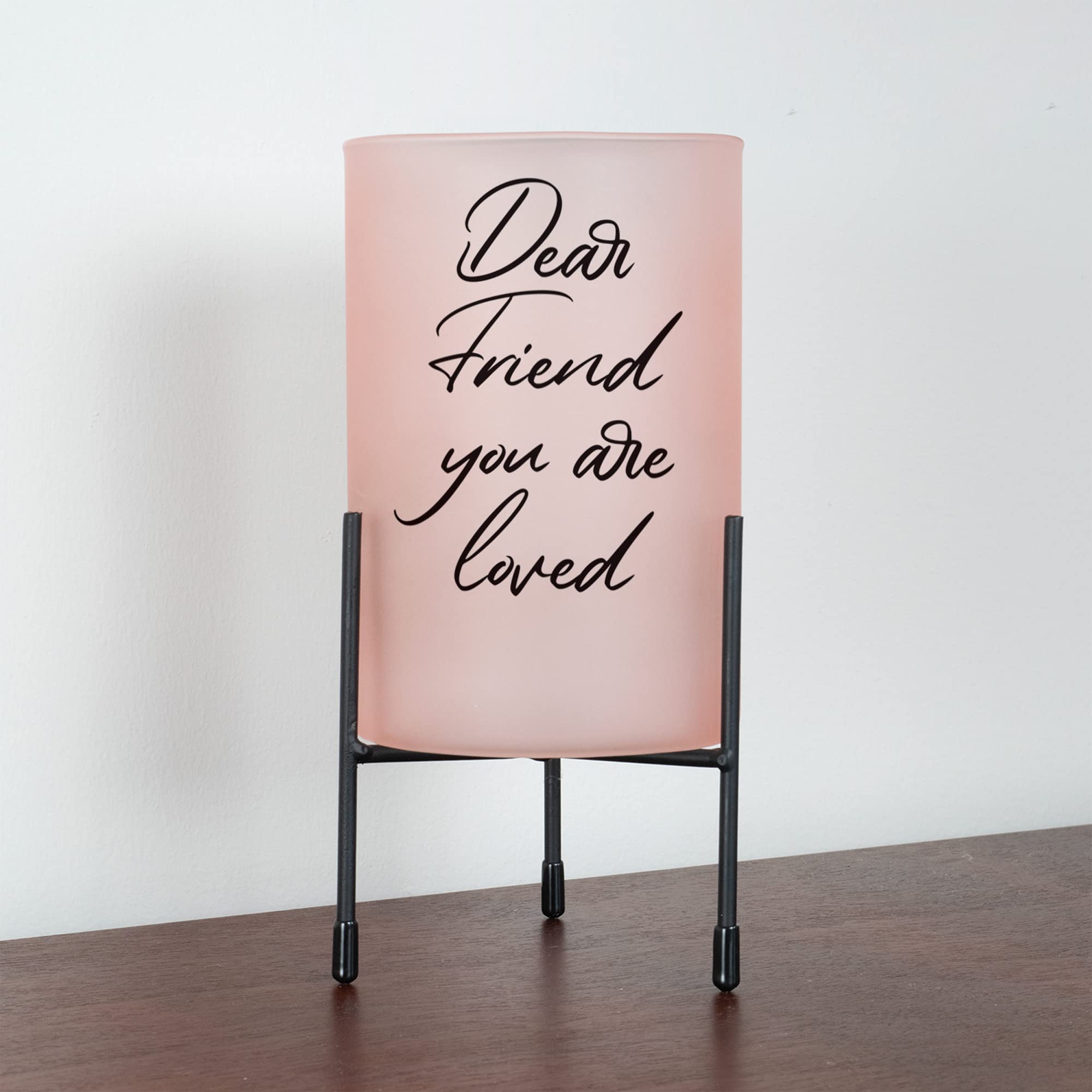 Elanze Designs Friend You are Loved Pink 8 inch Glass Hurricane Candle Holder