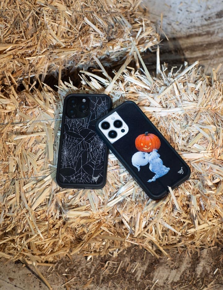 Wildflower Cases - Compatible with Samsung Galaxy S25 Plus | Protective Black Bumper, 6.5ft Drop Test Certified, Women Owned Small Business | Halloween Ghost Pumpkin Orange Aesthetic Trendy | Boo