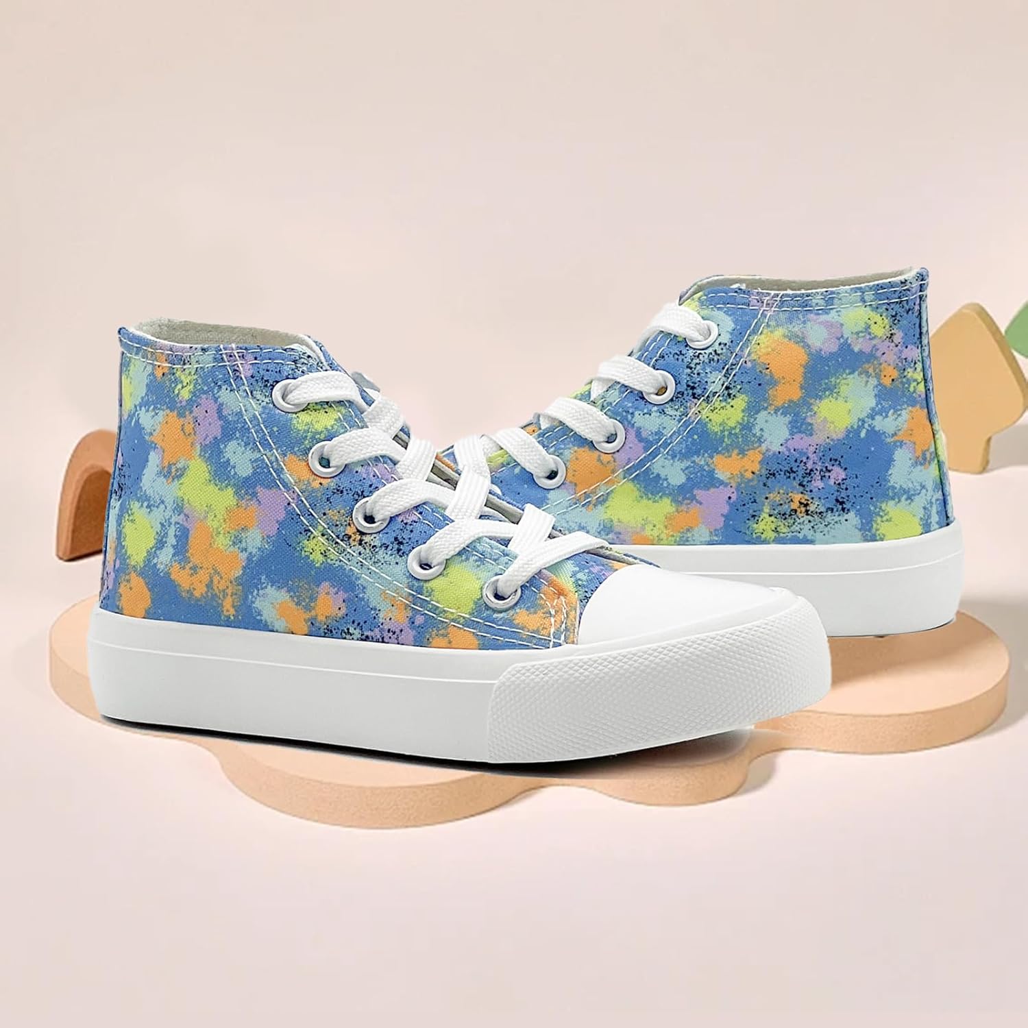 Kids Canvas Sneakers for Girls Boys High Top Canvas Fashion Shoes Comfortable Classic Casual Lace up Walking Running Shoes - Image 6