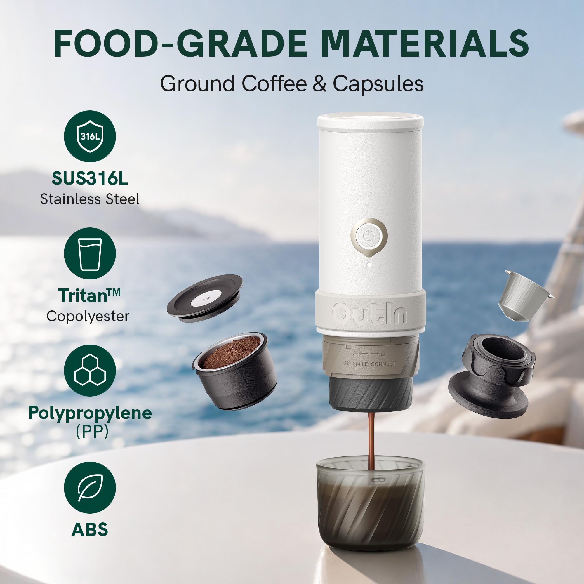 OutIn Mino Portable Electric Espresso Machine for Travel with Self-Heating view 5