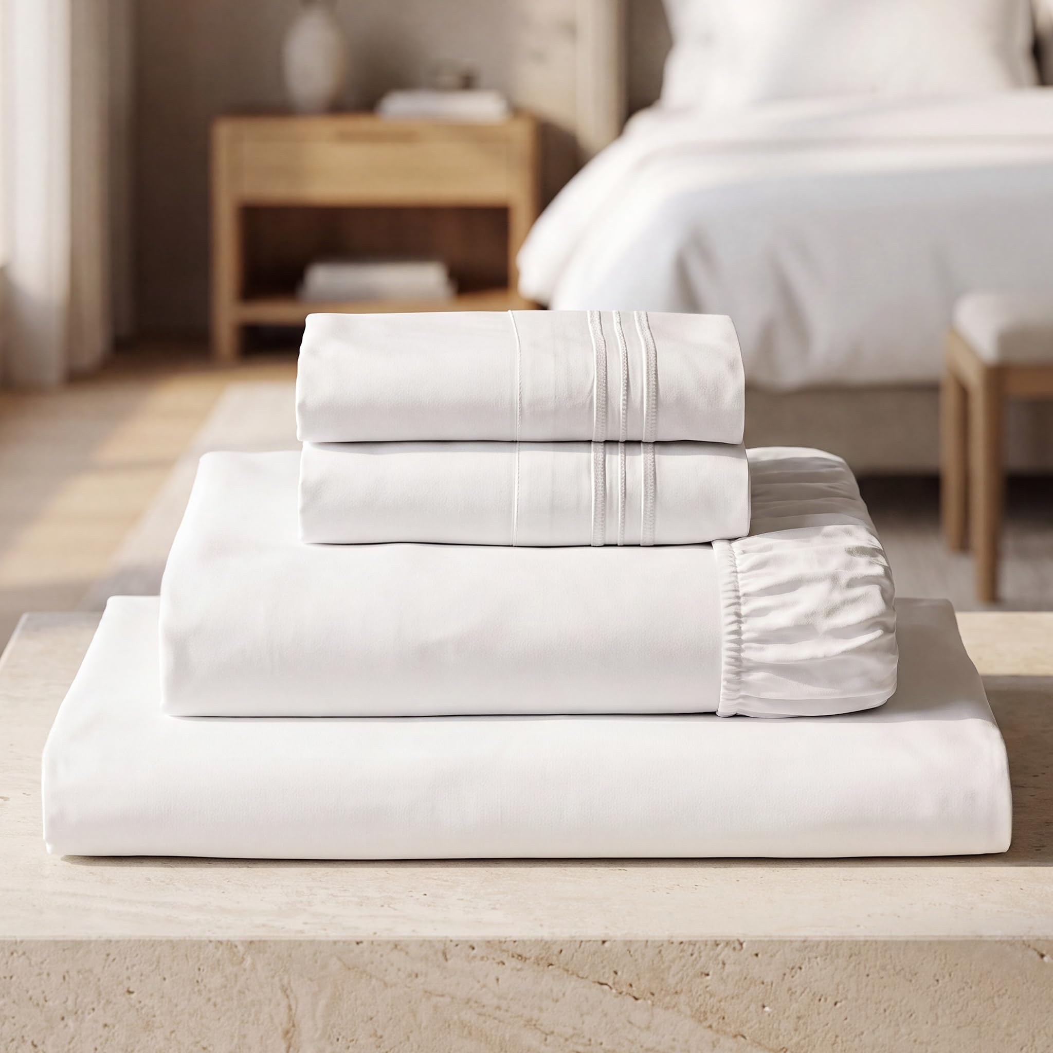 Mellanni Iconic 4-Piece, Ultra Soft Sheet Set (Full, White)