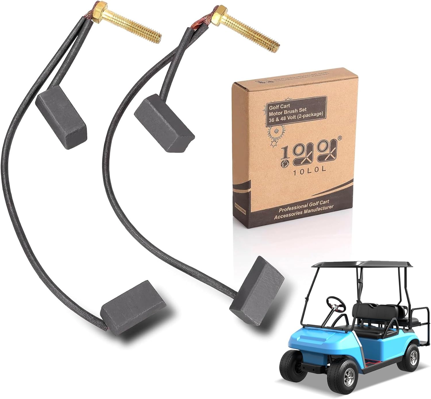 10L0L Golf Cart Motor Brushes Set 36 & 48-Volt Fits Yamaha Electric G8, G9, G14 & G16，Club Car 1994-up Golf Cart (2/ Package)