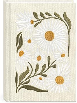Lady Jayne Embroidered Canvas Hardcover Journal with 192 Lined Pages, 6 x 8.5 Flower Market Daisy 83288