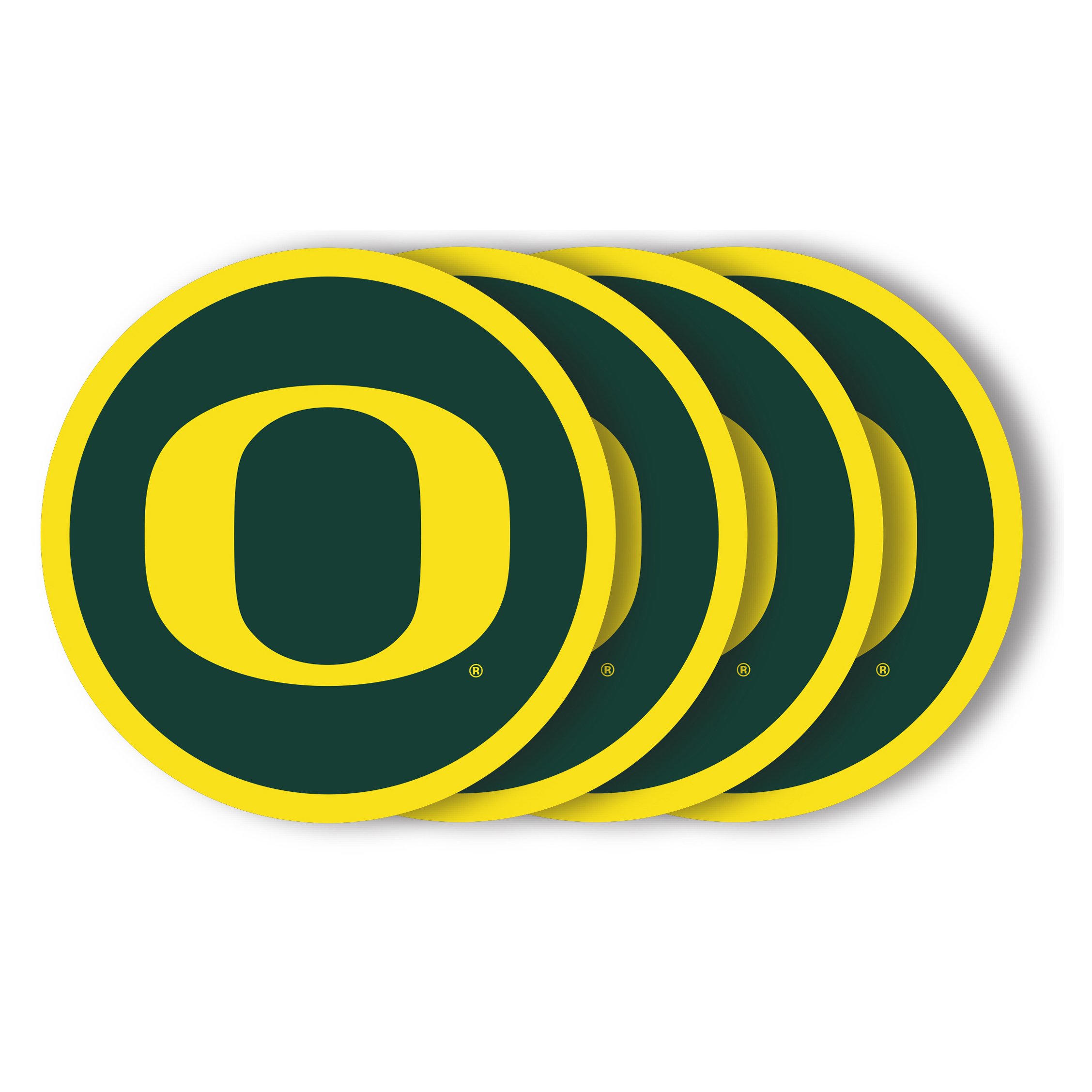 Duck House NCAA Oregon Ducks Vinyl Coaster Set (Pack of 4), 4"