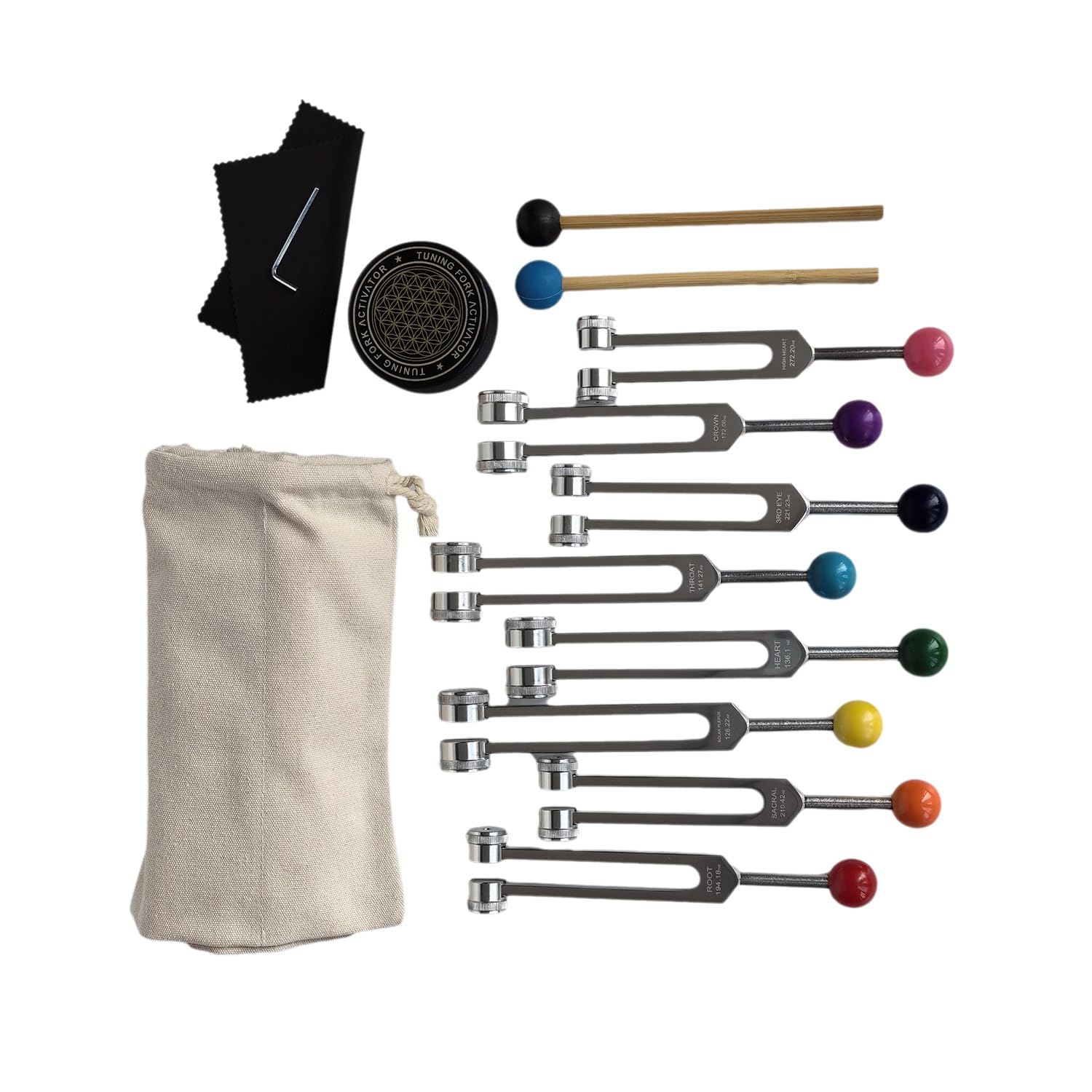 Breeshy Chakra-Stimmgabel-Set Zur Heilung, Stimmgabeln mit Stimmgabel-Aktivator Zur Heilung, Klangtherapie, Körperpflege