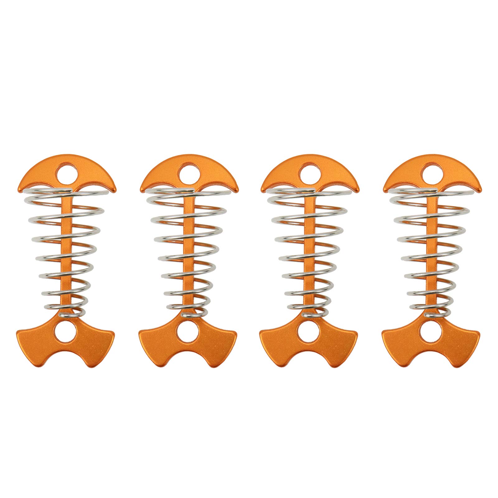 Sscon4Pcs Aluminum Alloy Tent Rope Tensioners Fishbone Anchor with Spring Buckle for Camping Tent Windproof Rope, Gold