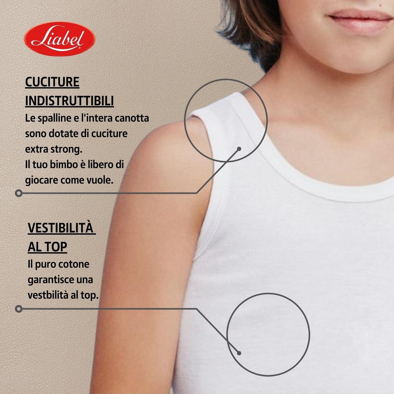 Liabel Lot de 4 débardeurs pour enfant et fille, 100 % coton pur hypoallergénique avec coutures confortables, couleur blanche