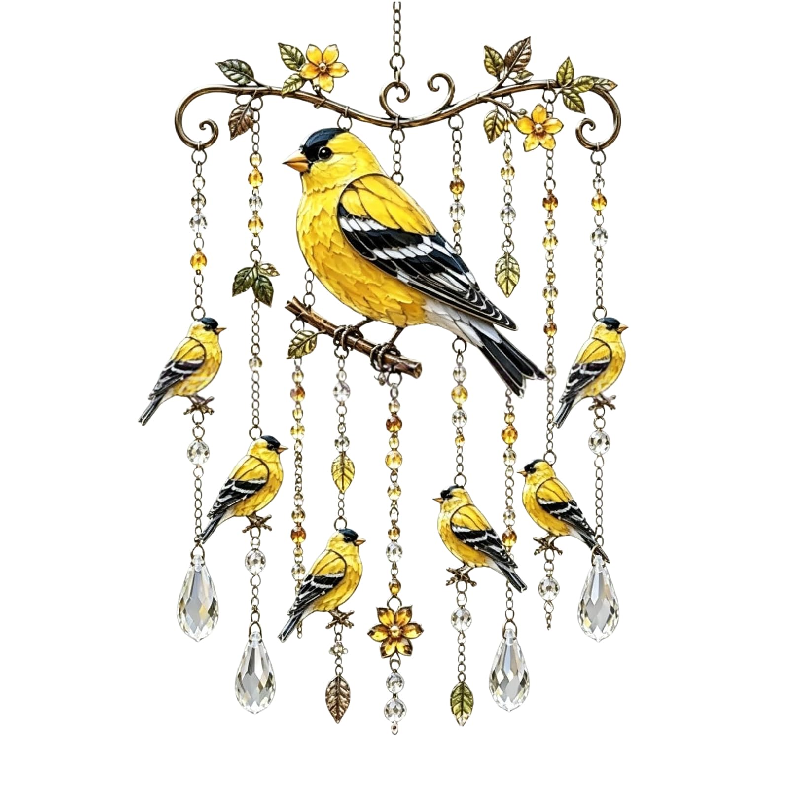Shntig Goldfinch Crystal Suncatchers Window Hanging Wind Chimes Garden Sun Catchers With Crystal Rainbow Makers Indoor Outdoor Decors Rainbows Makers Sun Catchers Window
