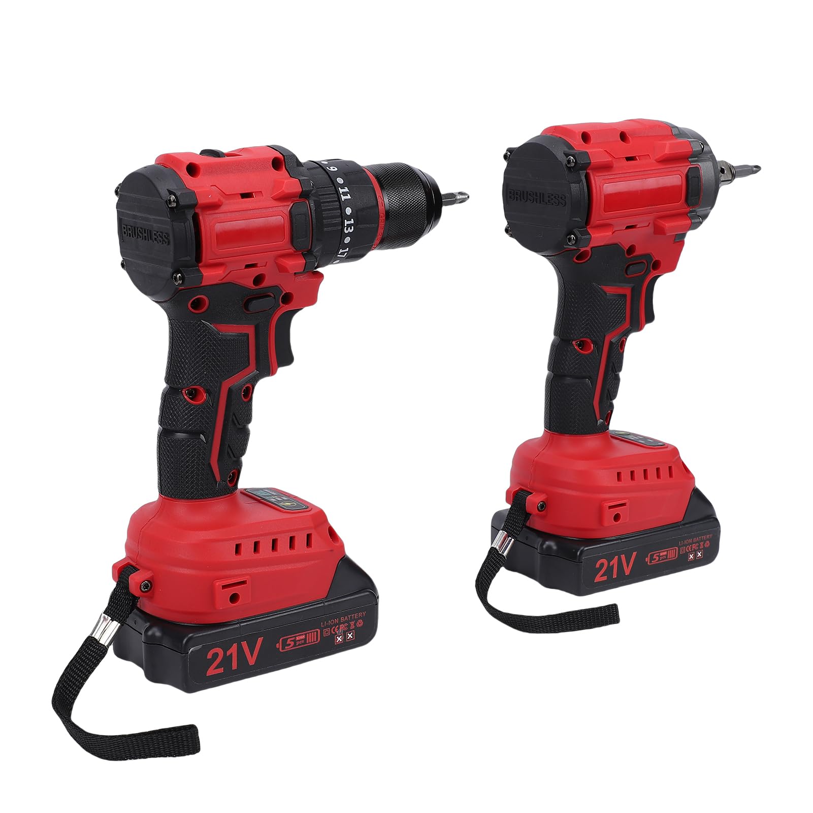 Avvitatore a Percussione e Trapano Senza Spazzole 21V Combo Coppia 350N 2400 Giri/min con 2 Batterie Luce LED per Progetti Professionali Fai da Te in Legno Metallo (Spina UE 230V)
