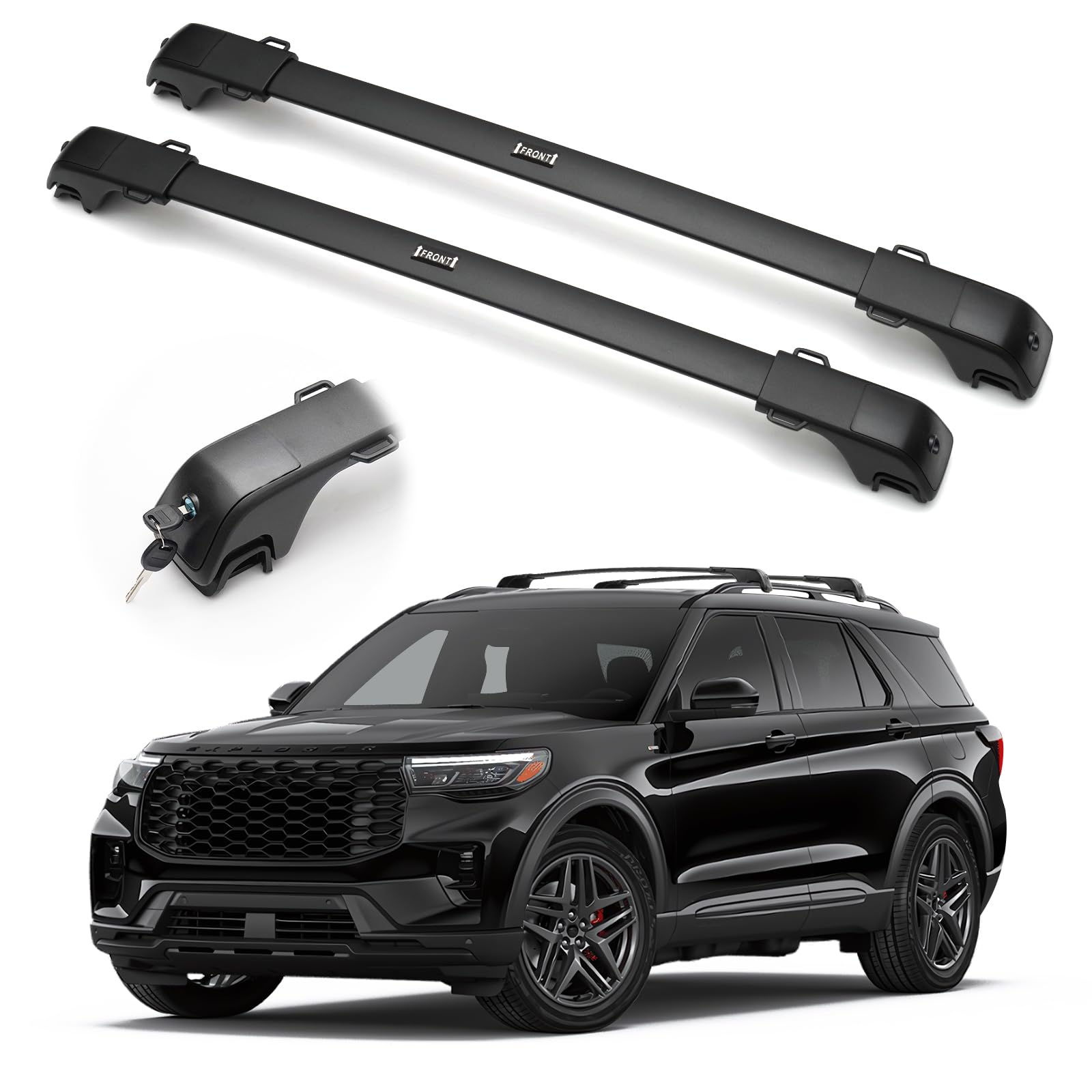 300LBS Lockable Roof Rack Cross Bars Compatible with 4Runner 2025 2026, Anti-Theft Design Heavy Duty Matte Aluminum Roof Rail Crossbars with Raised Side Rails, Rooftop Cargo Carrier Luggage — view 10