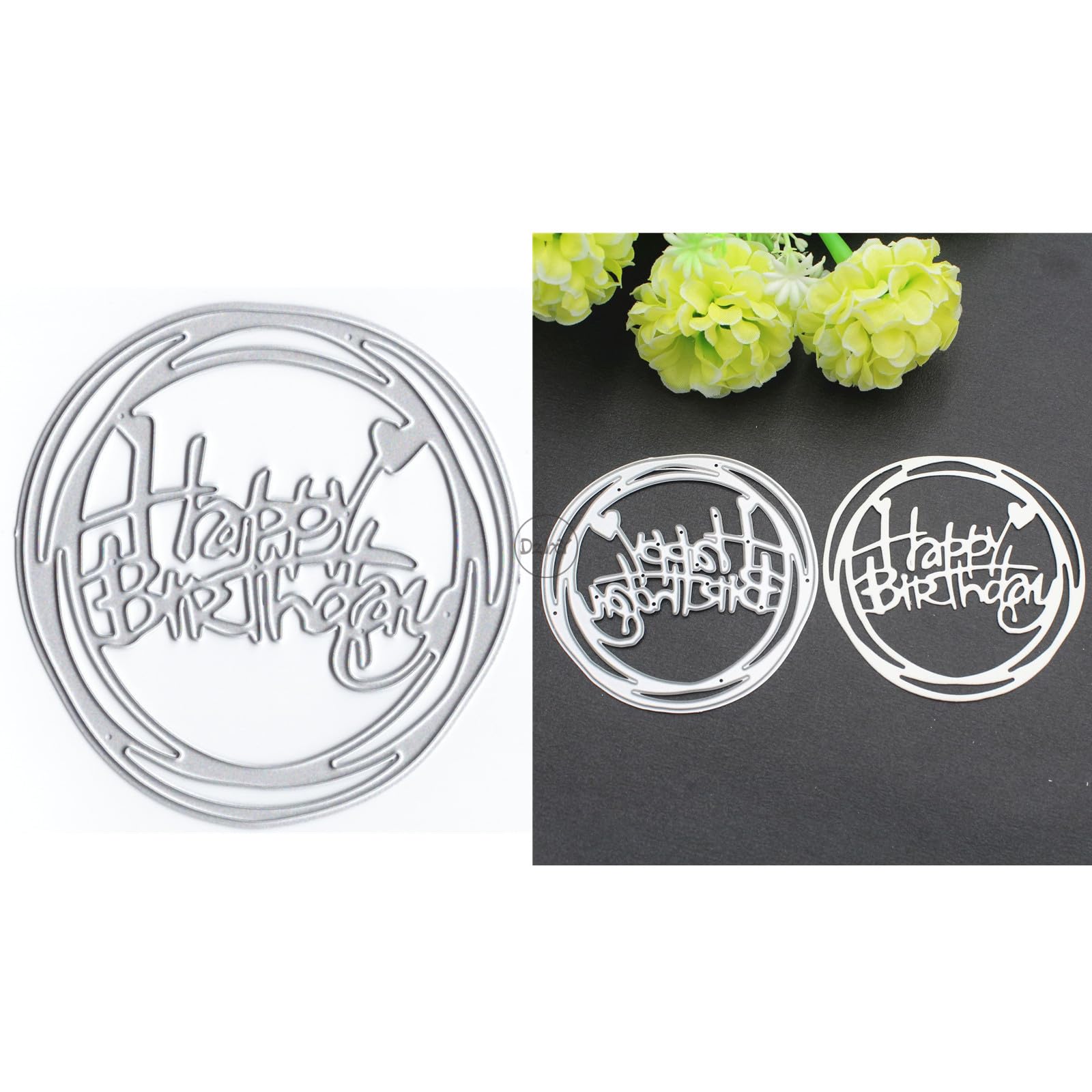 DzIxY Happy Birthday English Metal Cutting Dies for Card Making Paper Coating Dies Scrapbooking Stencils Storage Pockets — image 1