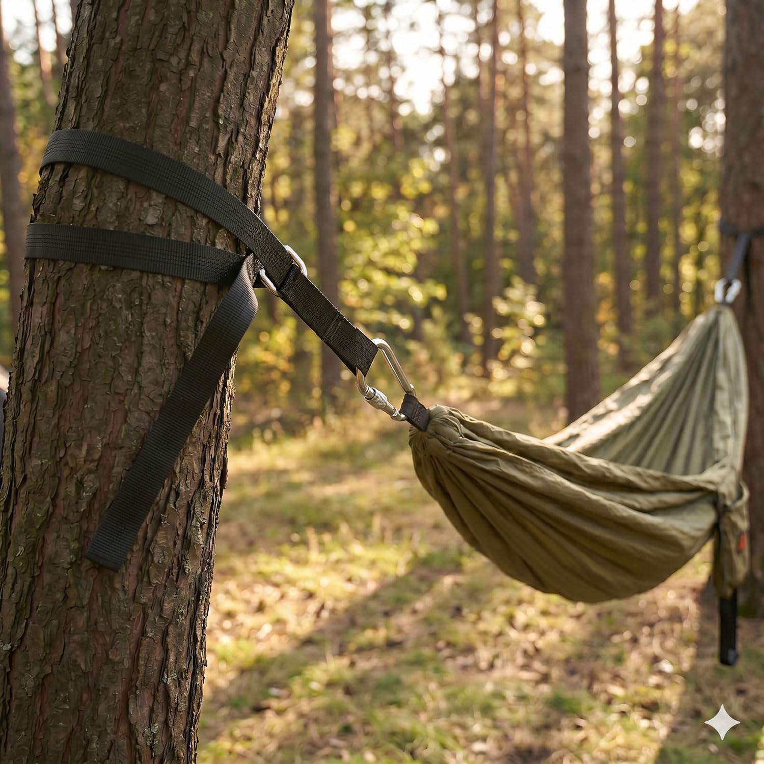 AMANKA Kit pour Suspendre à Arbre Poutre hamacs 300kg 2X Sangles 280x2,5cm Noir