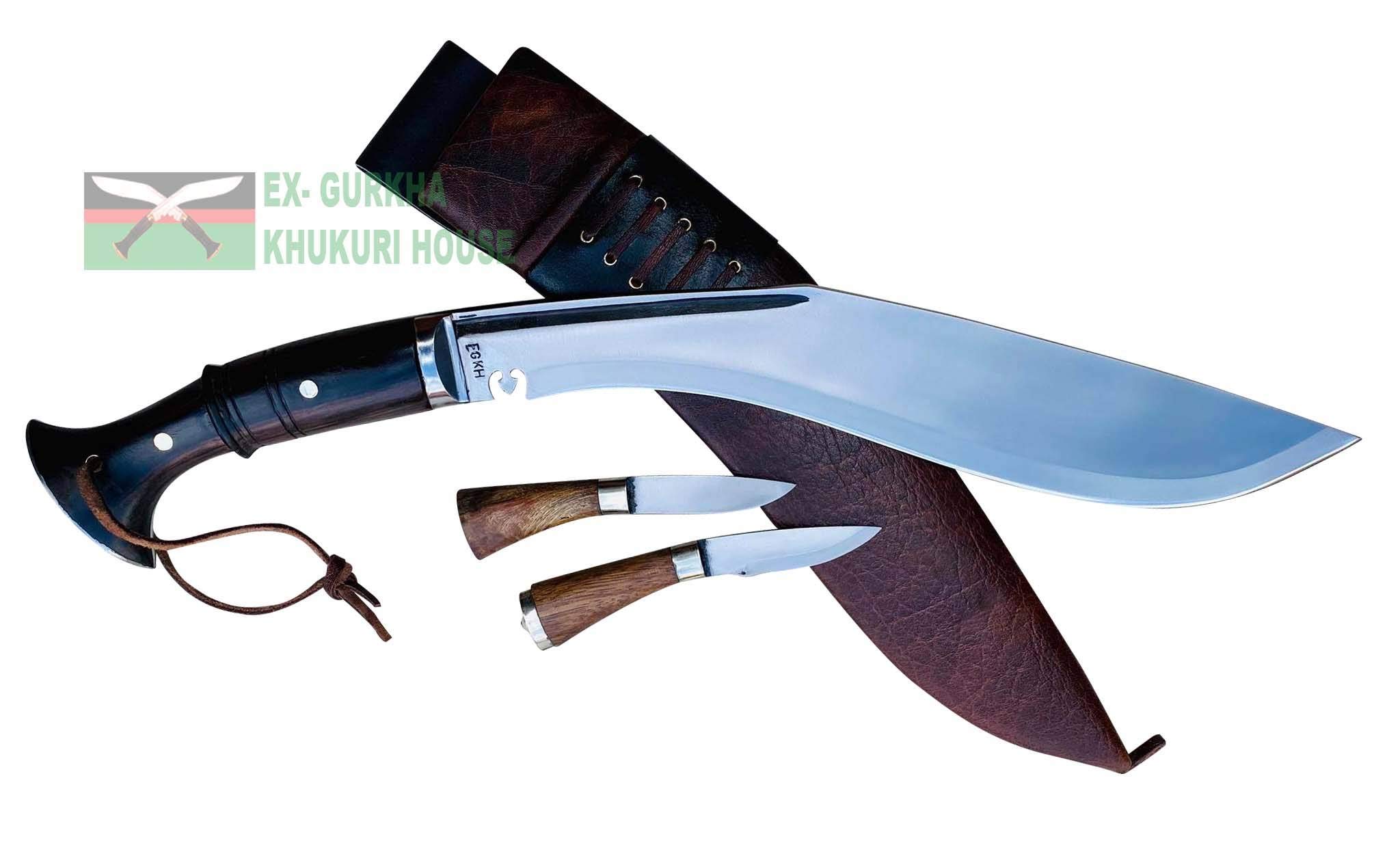 Authentic Knife - 13" Blade World War II 'The Survival Alive' Kukri Full Tang with Black Leather Sheath - Handmade by EGKH in Nepal - (Extra Large)