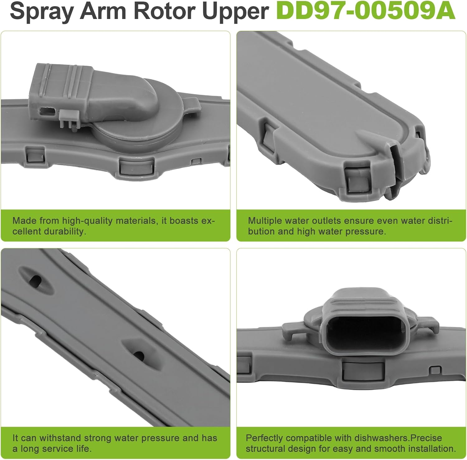 DD97-00509A Dishwasher Upper Spray Arm, Compatible with sam-sung Dishwasher Top Spray Arm 4980451 AP6244504, etc. Fit for sam-sung Dishwasher DW80R9950UG; DW80R9950QN; DW80R7061UG; etc. 1-Year
