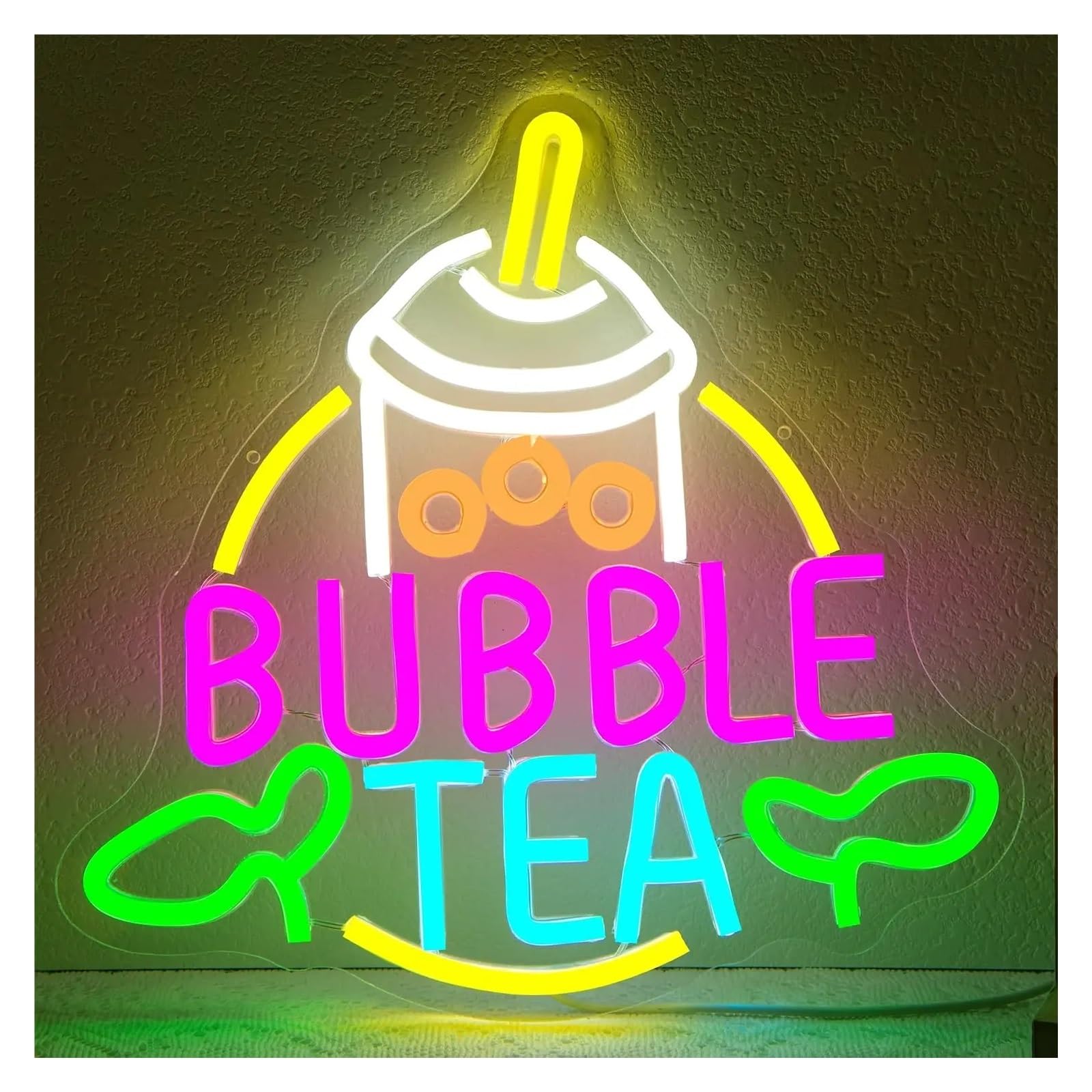 LEMST Signs Lamp Bubble Tea Neon Sign Light Dimmable USB Powered for Milk Tea Room Beverage Coffee Shop Bubble Boba Tea Party Wall Decor 31.4cmx30.5cm