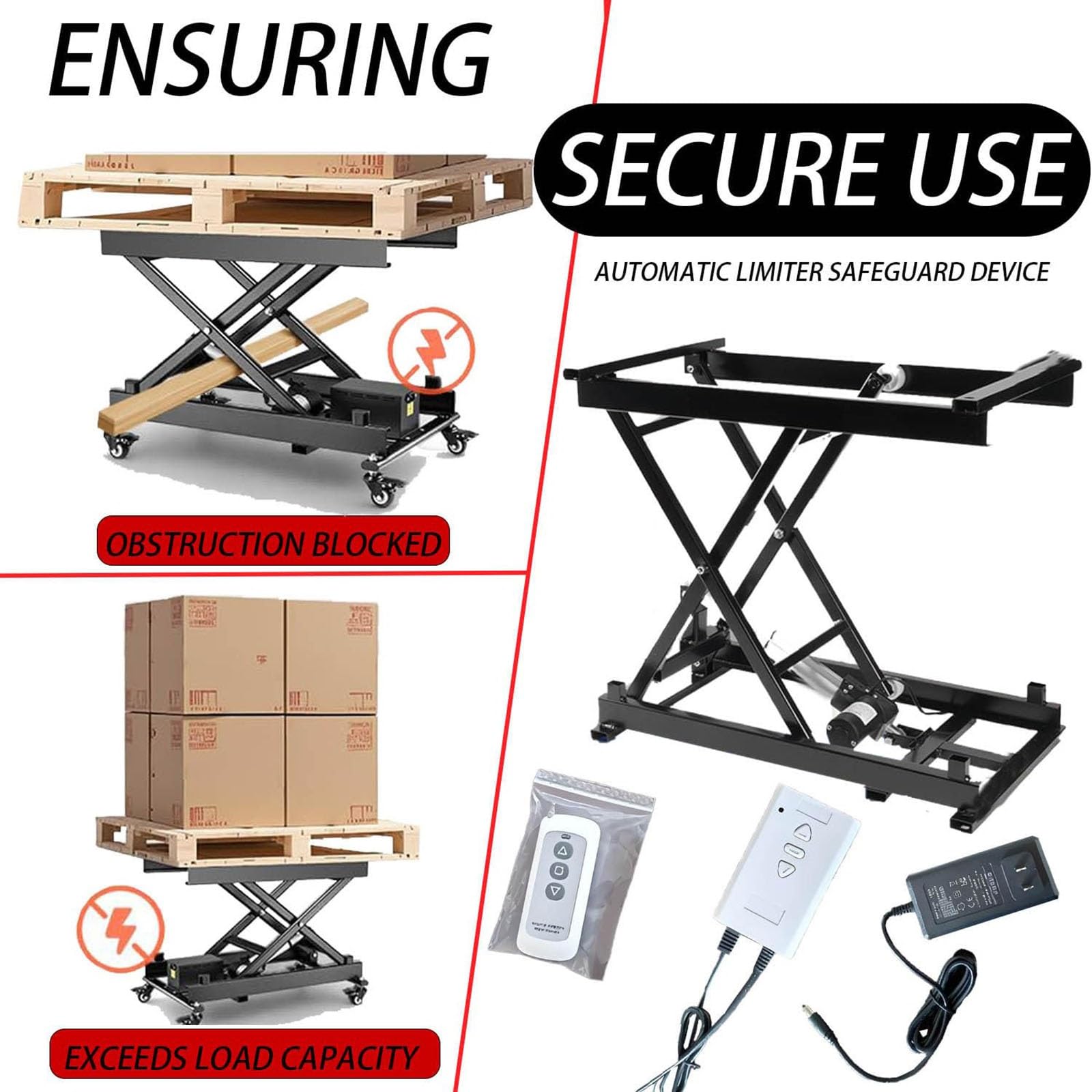 Motorisierte hydraulische Scherenhebebühne, 24 V elektrische Tischplattform mit kabelloser Fernbedienung, verstellbar für Heimwerker-Labormöbel, 159 kg Tragkraft