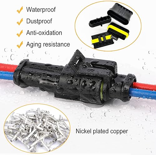 Miniatura 4 de 20 kits de conectores de 2 pines conectores eléctricos automotrices de desconexión rápida 2 cables impermeable conector terminal kit de enchufe con