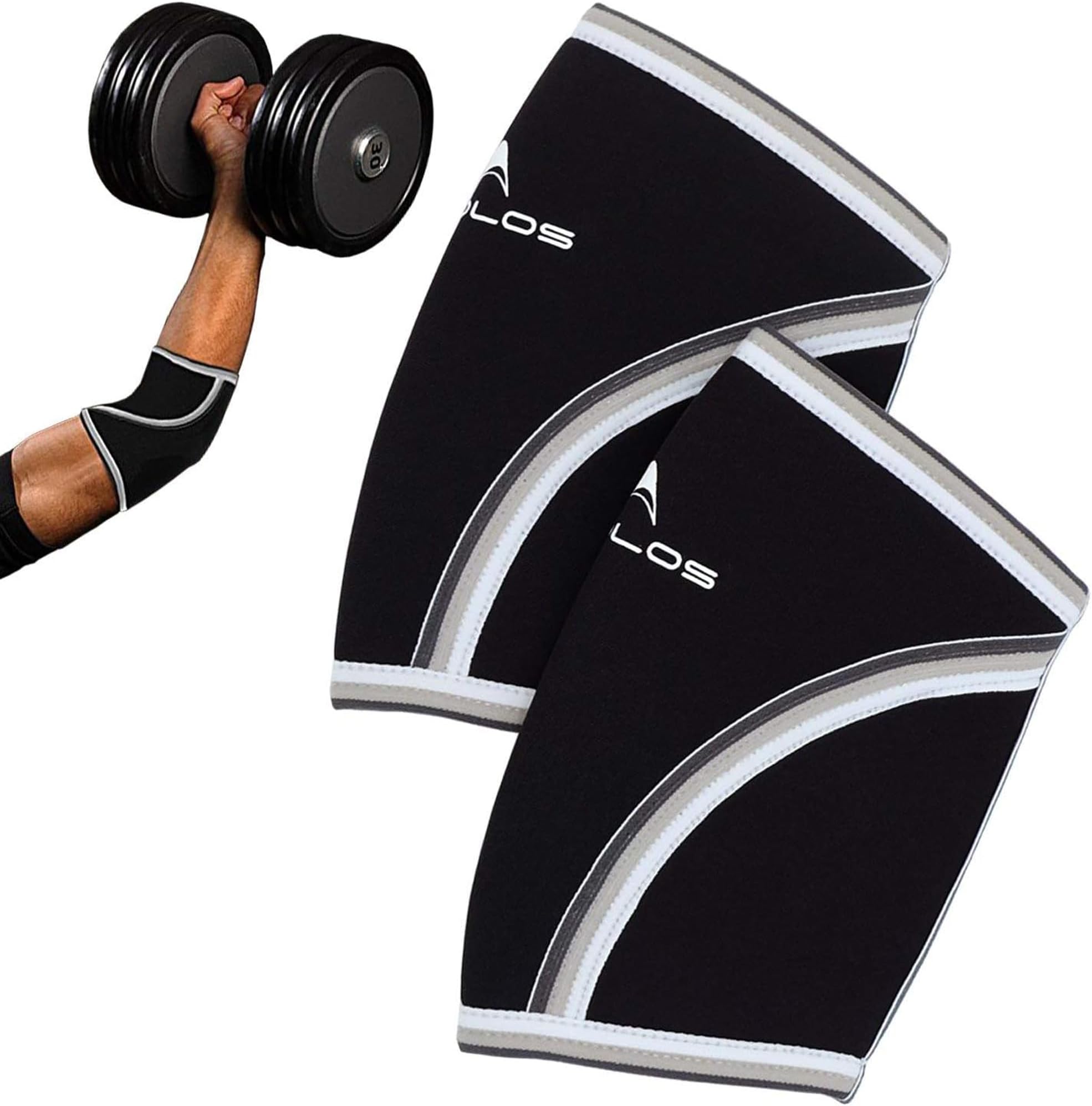 Compression Elbow Sleeves(Pair), 5mm Neoprene,Perfect Support for Crossfit,Weightlifting,Powerlifting,Tennis, Golf & Basketball (Large, Black)