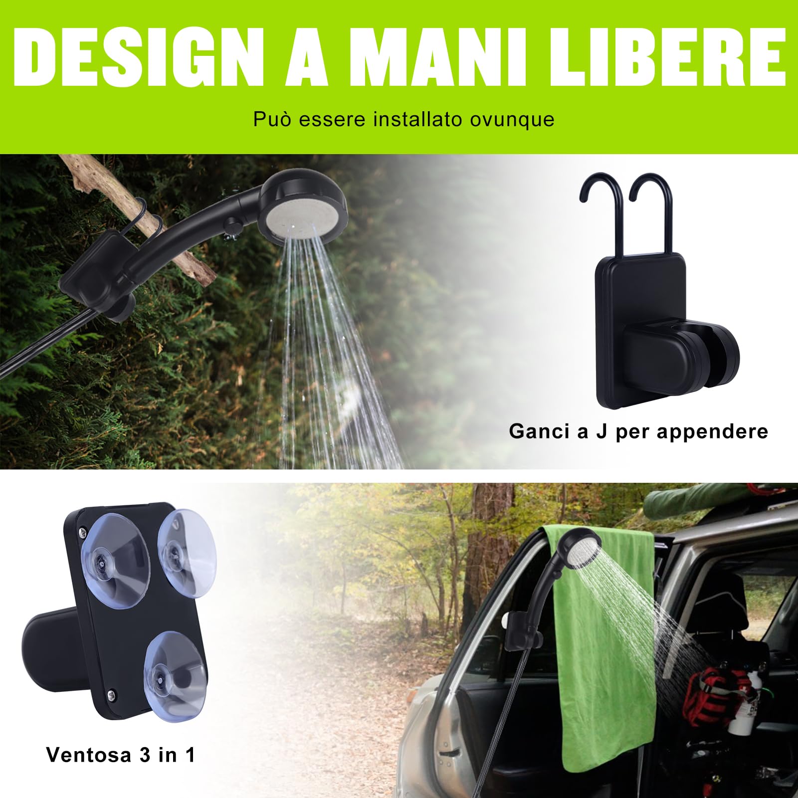 Spopal Doccia da Campeggio, [Ricaricabile 6000mAh] Doccia Portatile Campeggio, Doccia Campeggio con Display di Temperatura e Potenza, Doccia Esterna per Spiaggia, Auto, Giardino, Animali
