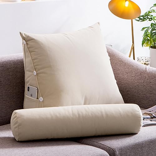 Miniatura 5 de Konelia Almohada de cuña para lectura, triángulo, cabecera de cama, respaldo lumbar, soporte de espalda con almohada ajustable para el cuello, 23.6