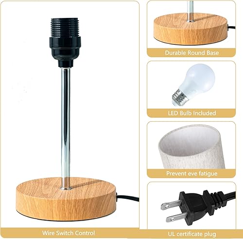 Miniatura 3 de Paquete de 2 lámparas de mesa pequeñas, lámparas de noche para mesita de noche con interruptor de cable, lámpara de escritorio moderna minimalista