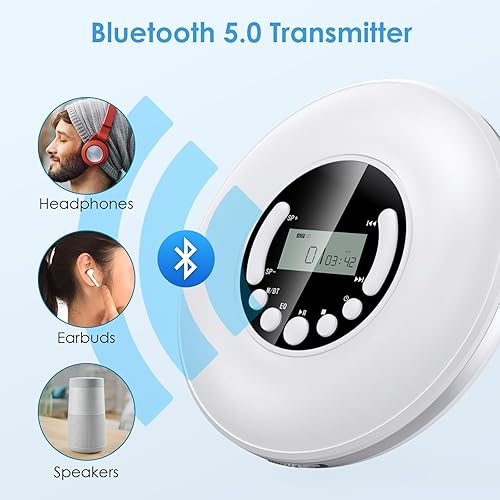 Miniatura 4 de Reproductor de CD portátil Bluetooth Kpop, reproductor de CD pequeño Walkman personal para automóvil, regalo para niños, adolescentes, adultos con