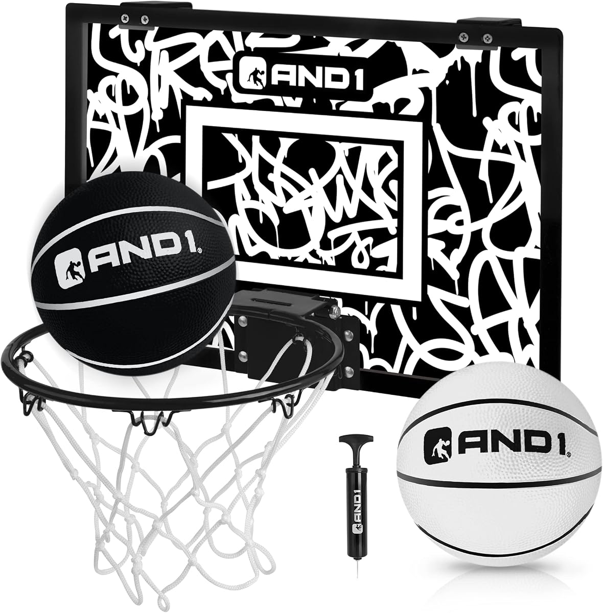Over the Door Mini Basketball Hoop: 18x12 Shatterproof Backboard, 2 Mini Basketballs, and Hand Pump Included- Ultimate Indoor Basketball Accessory for Kids and Adults, No Tools Required