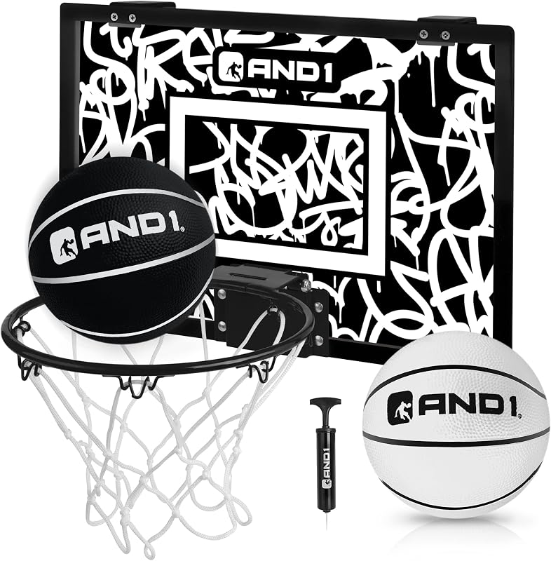 Over the Door Mini Basketball Hoop: 18x12 Shatterproof Backboard, 2 Mini Basketballs, and Hand Pump Included- Ultimate Indoor Basketball Accessory for Kids and Adults, No Tools Required