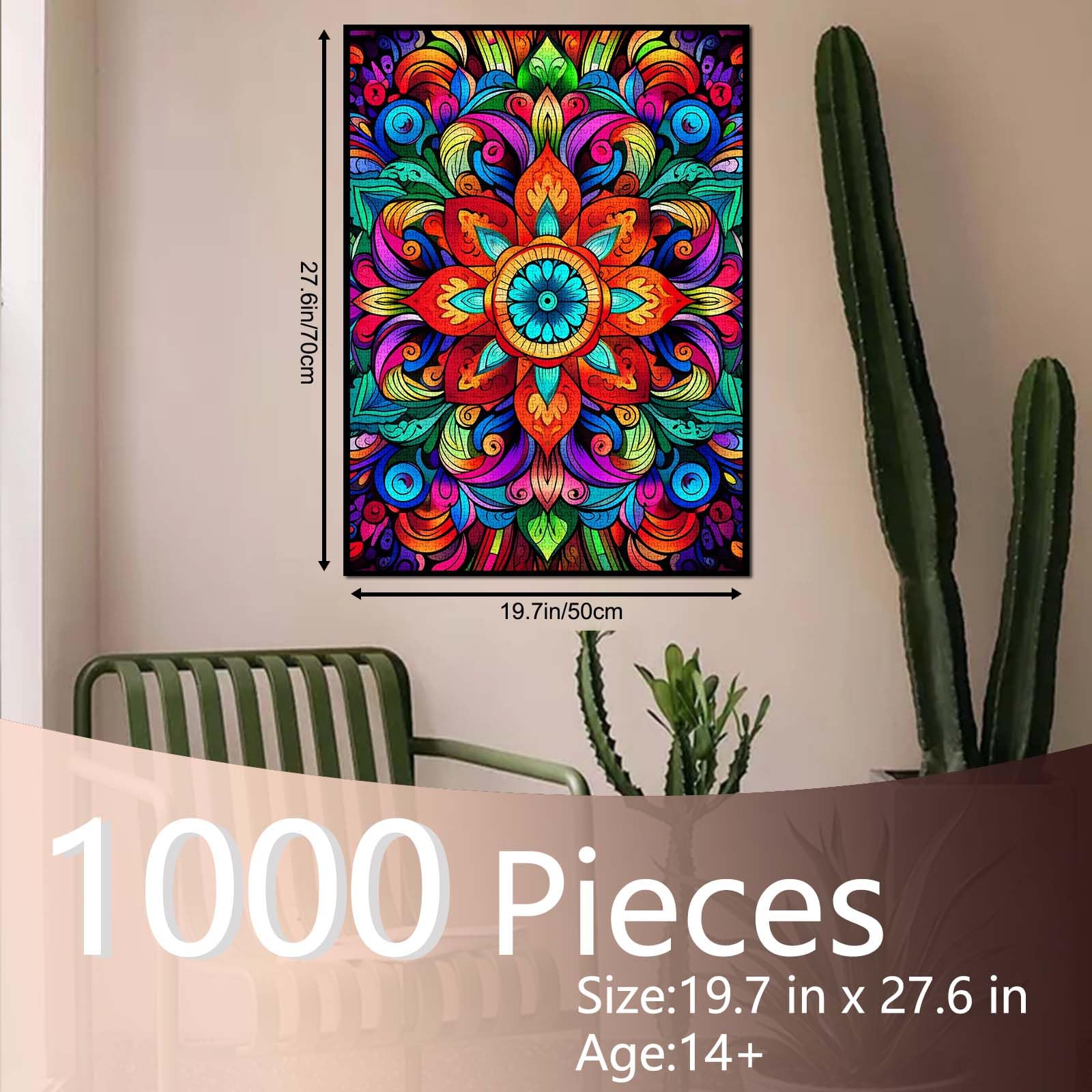 1000 Piece Mandala Flower Jigsaw Puzzle For Adults - Difficult Papercut Floral Art Puzzle