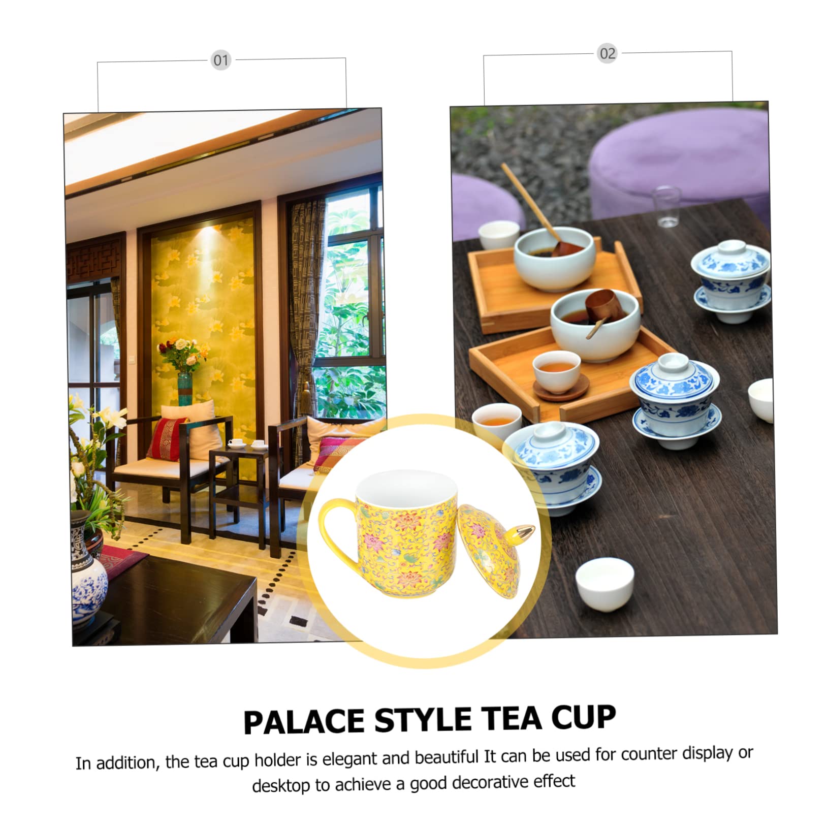 Cabilock Taza de Té de Cerámica con Tapa Estilo Clásico Regalo para Aficionados al Té