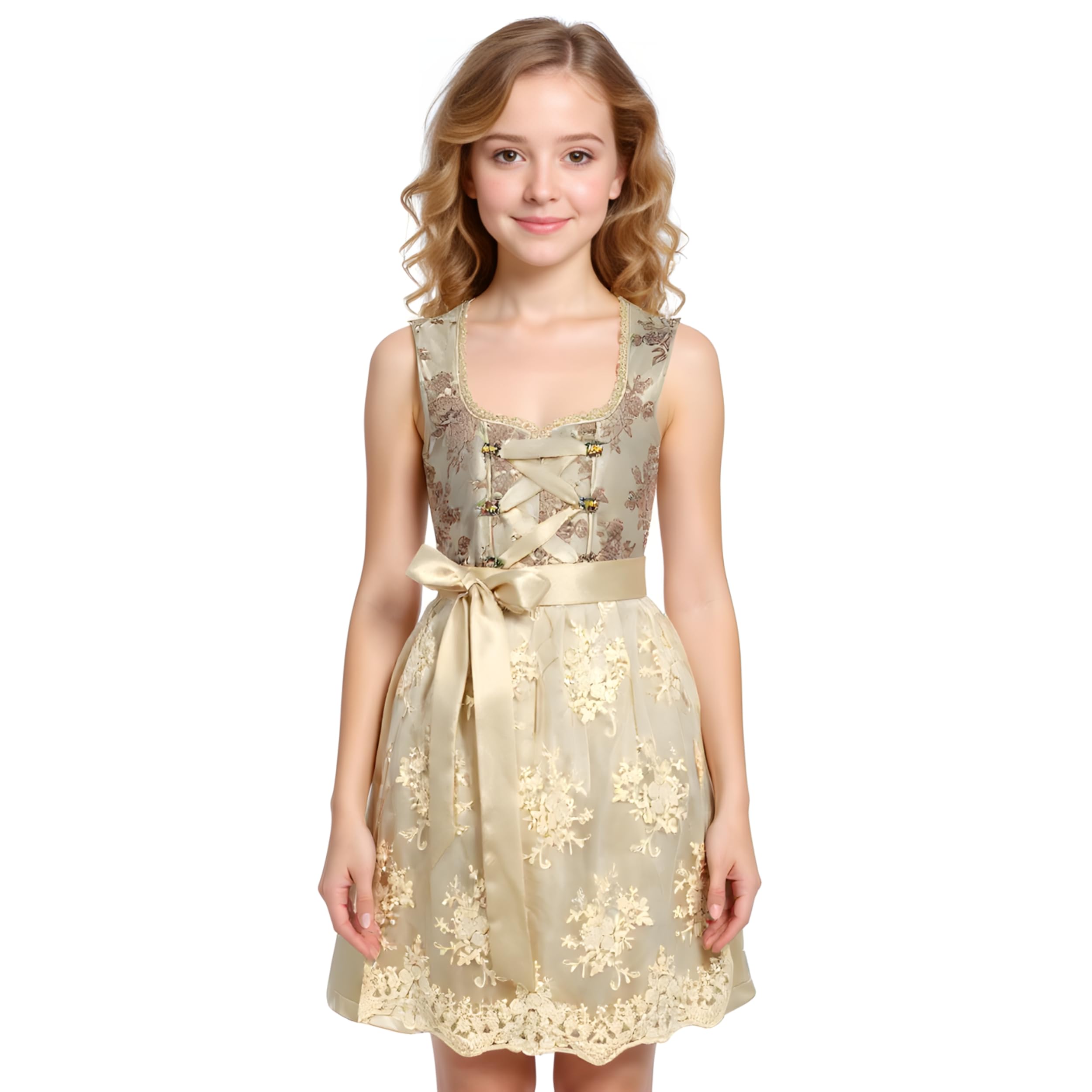 Alte Liebe Trachtenkleid 2tlg. Kinder Dirndl Mädchen Kleid mit Spitzenschürze Gr. 104,116,128,140,152,164