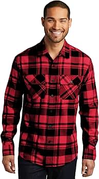 Amazon.com: Port Authority Men's Plaid Flannel Shirt Engine Red