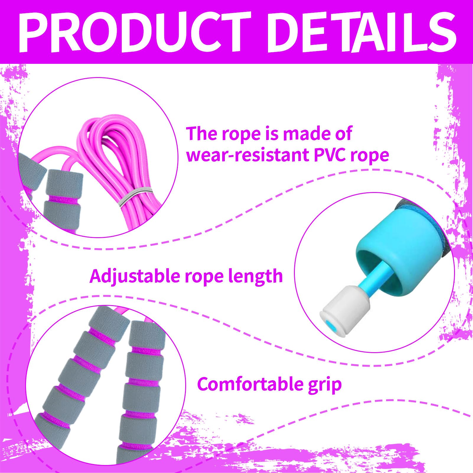 Skipping Rope for Kids 2 Piece Adjustable Child Skipping Rope Kids Skipping Ropes for Boys And Girls To Exercise (2.6m) - Image 3