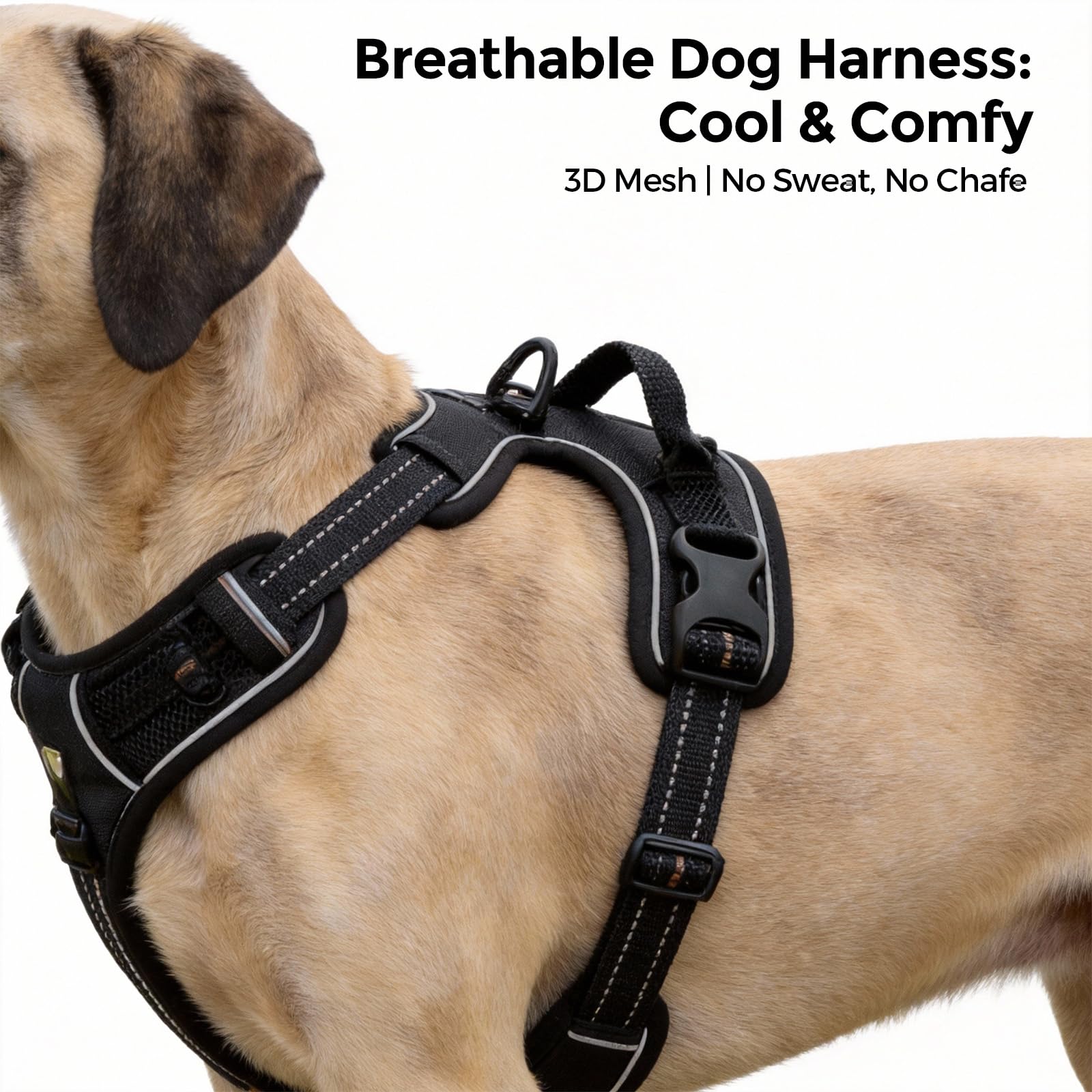 No Pull Dog Harness, Reflective Adjustable Pet Vest with Front Clip & Control Handle for Walking and Training,L,Pink - image 3