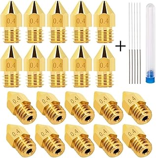 APAAZO 3D printer nozzle set 0.4mm MK8 Extrusion Print head nozzle brass CR10 makerbot nozzle fit 1.75 brass nozzle ender 3 pro