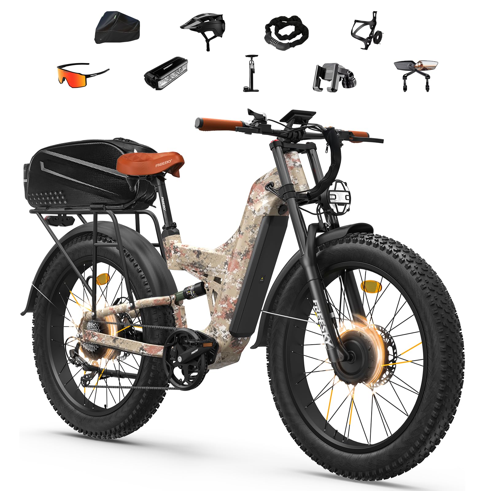 FREESKY Dual Motor 45MPH 120Mile 260NM LG Cells Electric Bike for Adults