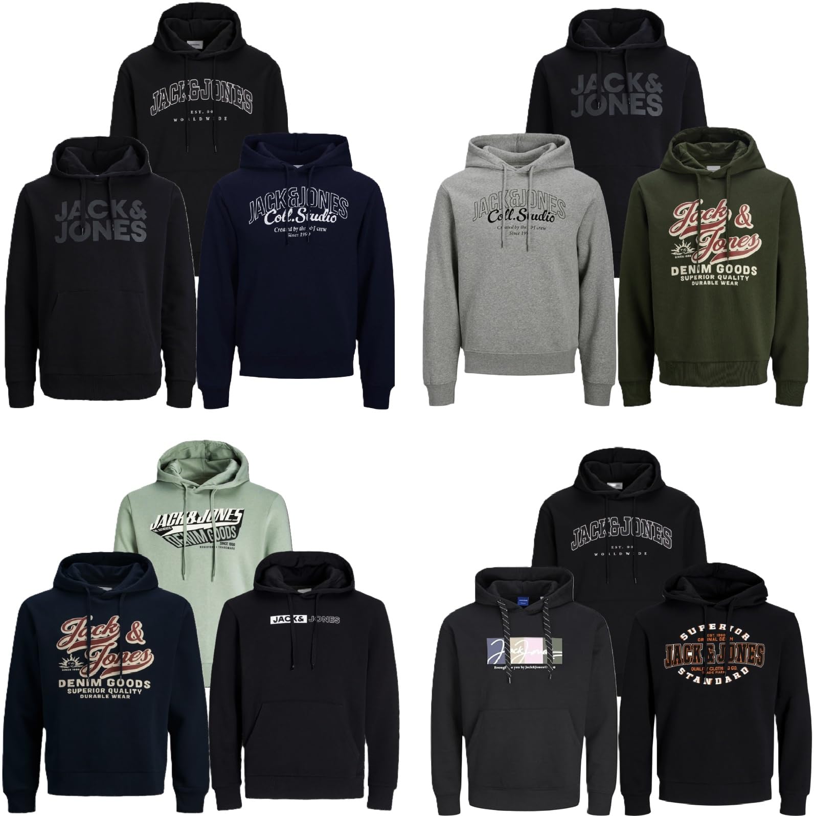 JACK & JONES Hoodie Kapuzenpullover 3er Pack Sweat Shirt Herren Baumwollmix S M L XL XXL